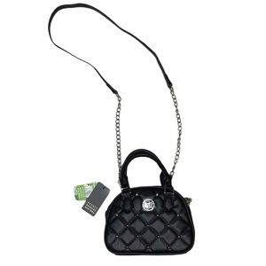 Badgley Mischka studded quilted black mini purse